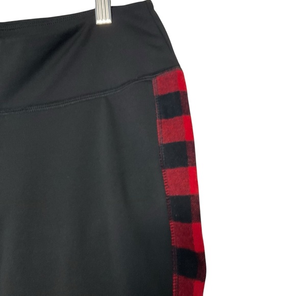 THE VERMONT FLANNEL CO. sz Medium Leggings Red Buffalo Flannel Lined Black Red - Picture 4 of 9
